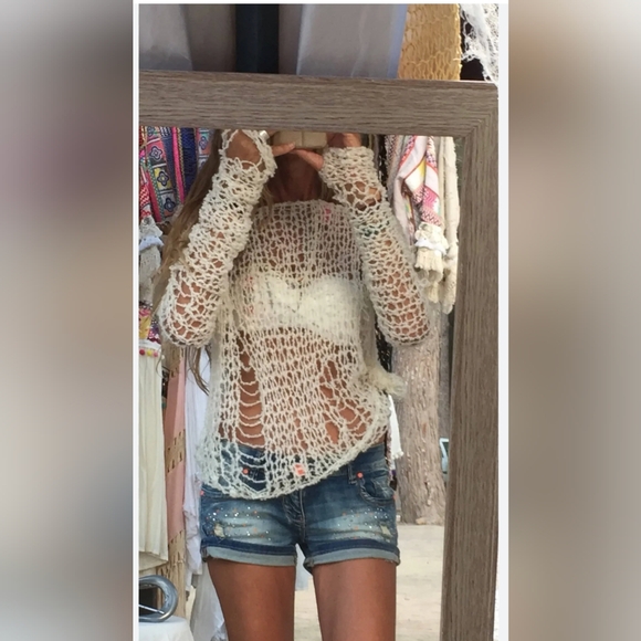 ESPRIT* XXL ladies open weave boho hippy chic free people inspired sweater - Picture 10 of 15